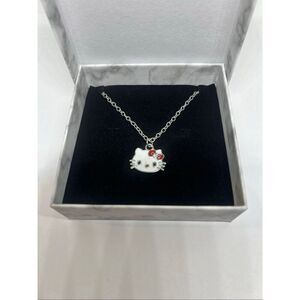 🎀 Hello Kitty Necklace | BRAND NEW | Silver-Tone Chain | Red Bow Charm 🎀